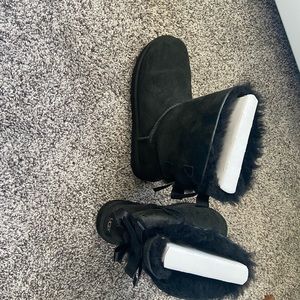 Black Uggs with ribbon ties on back